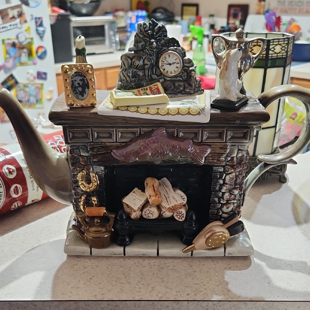 Decorative Fireplace Teapot with Vintage Accents By Cardew Designs